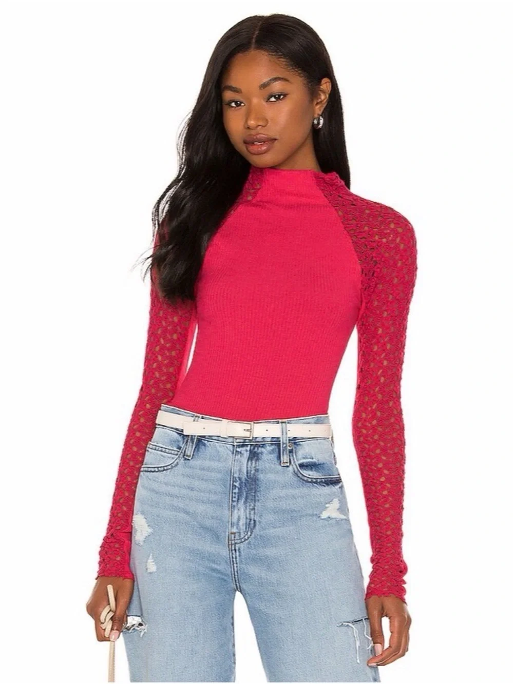 Free People Clemente Top in Hot Berry, Size S, EXCELLENT